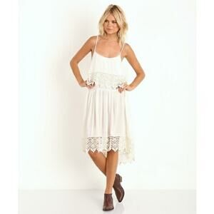 NEW Free People White Crinkled Crepe Star Slip Dress Size XS